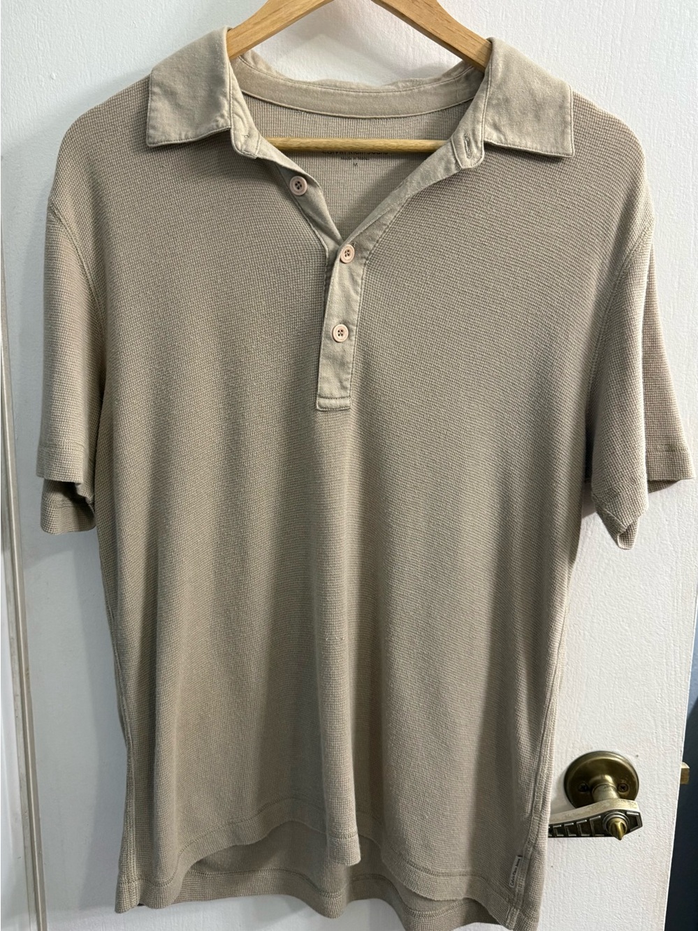 Calvin Klein Men's Beige Polo Shirt - Short Sleeve Casual